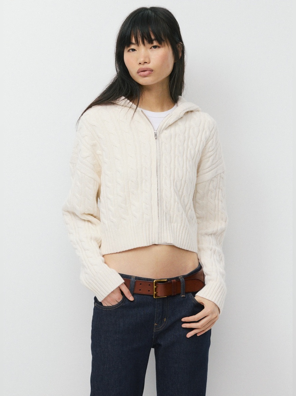 Aritzia Sunday Best Octavia Zip Preppy Knit Wool Hoodie